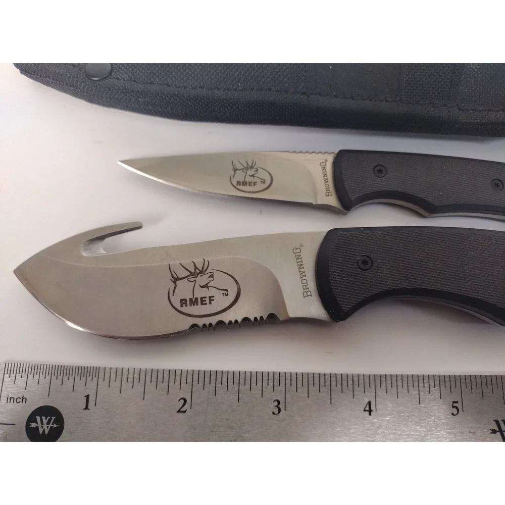 RMEF Browning Model 154 Hunting Knife Set With Sheath Includes 2 Knives NWOB